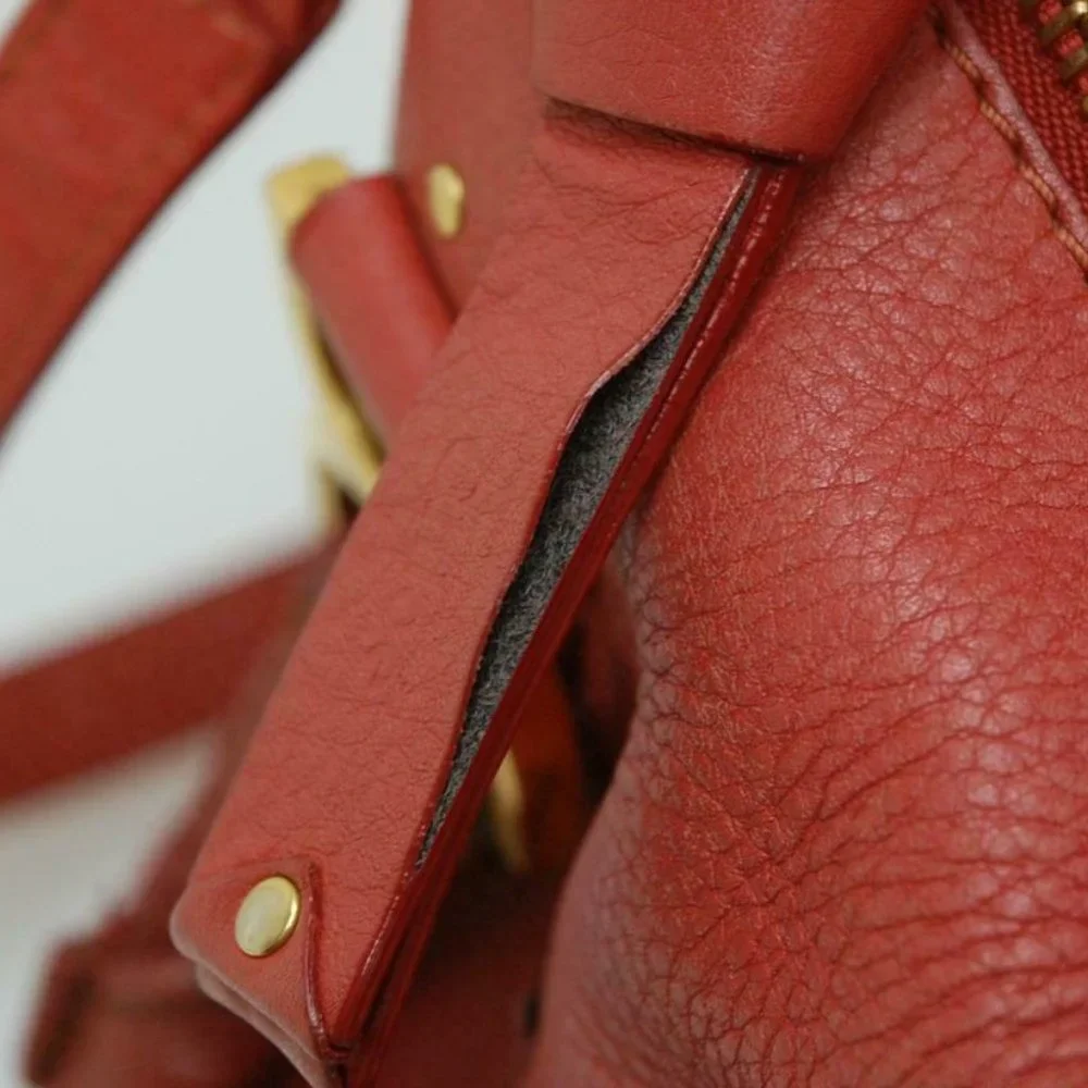 Auth Chloe Marcie Medium Shoulder Bag Leather Maple